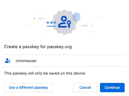 Chrome create passkey