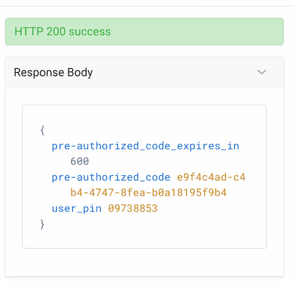 Pre-authorized code response