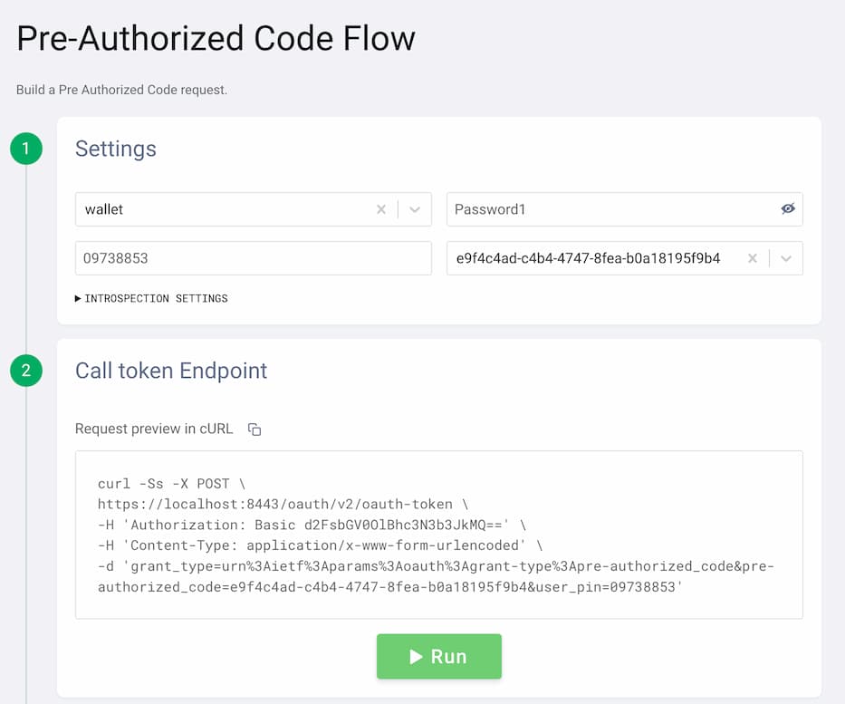 Token request with pre-authorized code