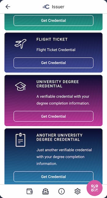 List of supported credentials includes University Degree Credential