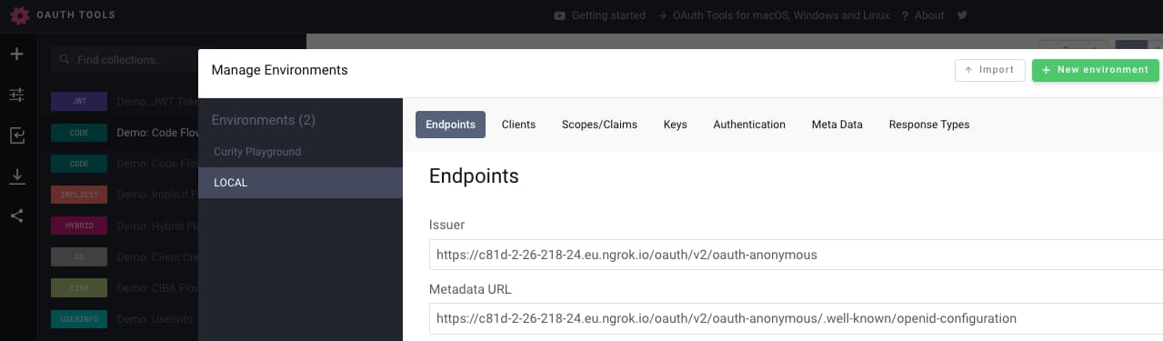 OAuth Tools Environment