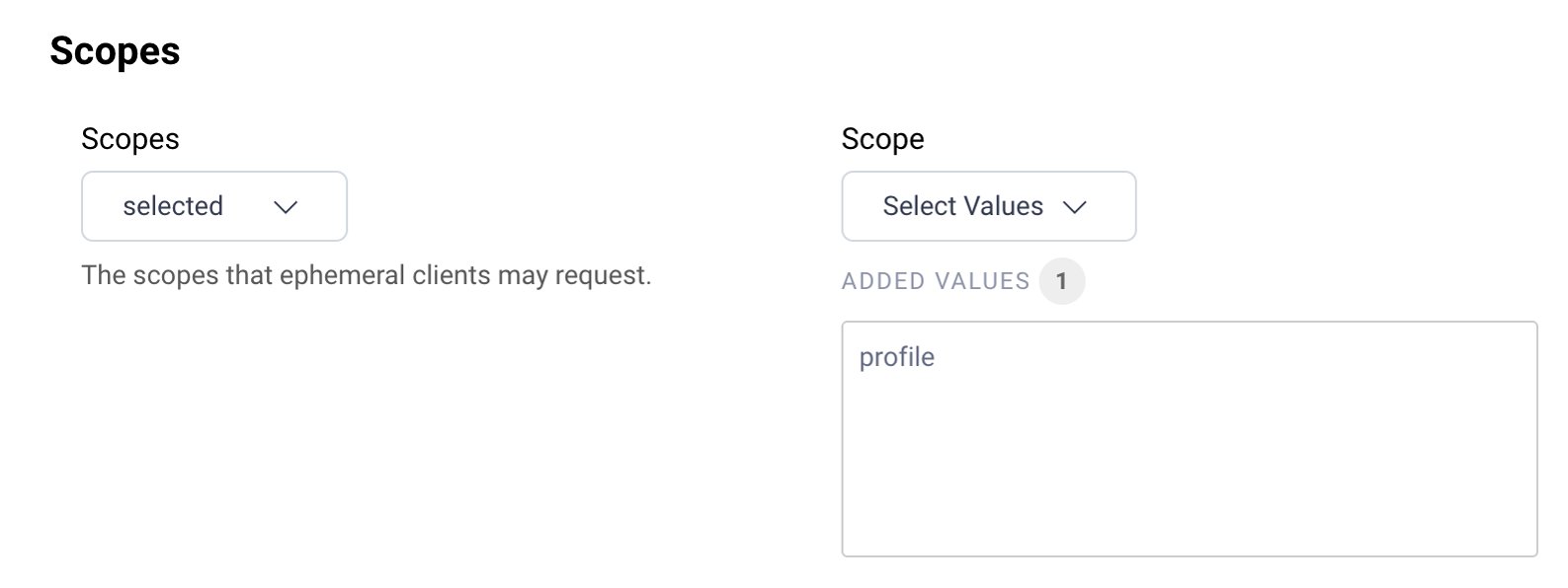 Configure Scopes for Ephemeral Clients