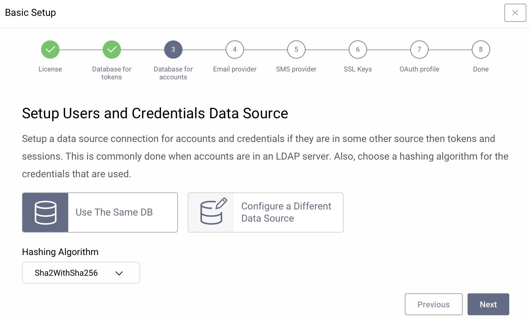 DB Setup User Database Setup
