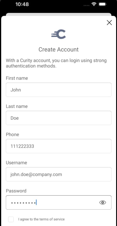 Create Account iOS 1