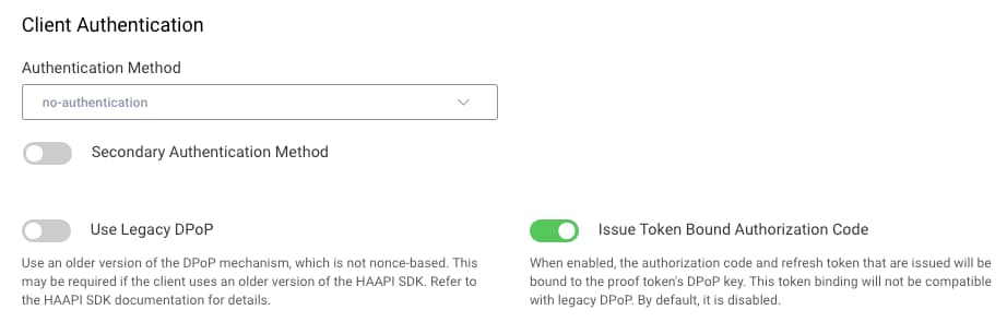 HAAPI client authentication