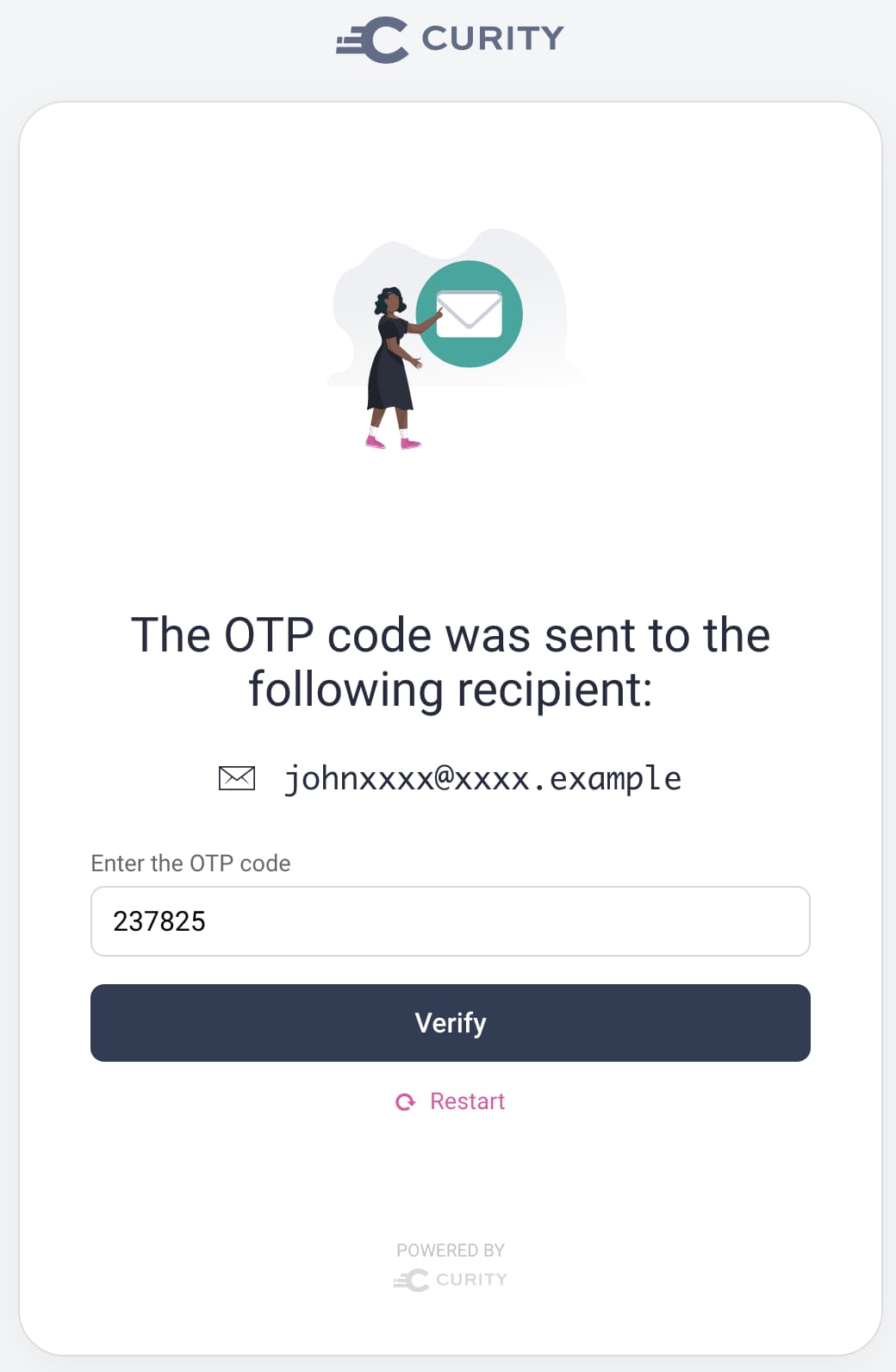 Email authentication requests a one-time password