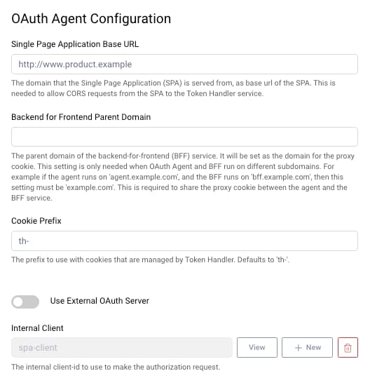 OAuth Agent Internal Settings