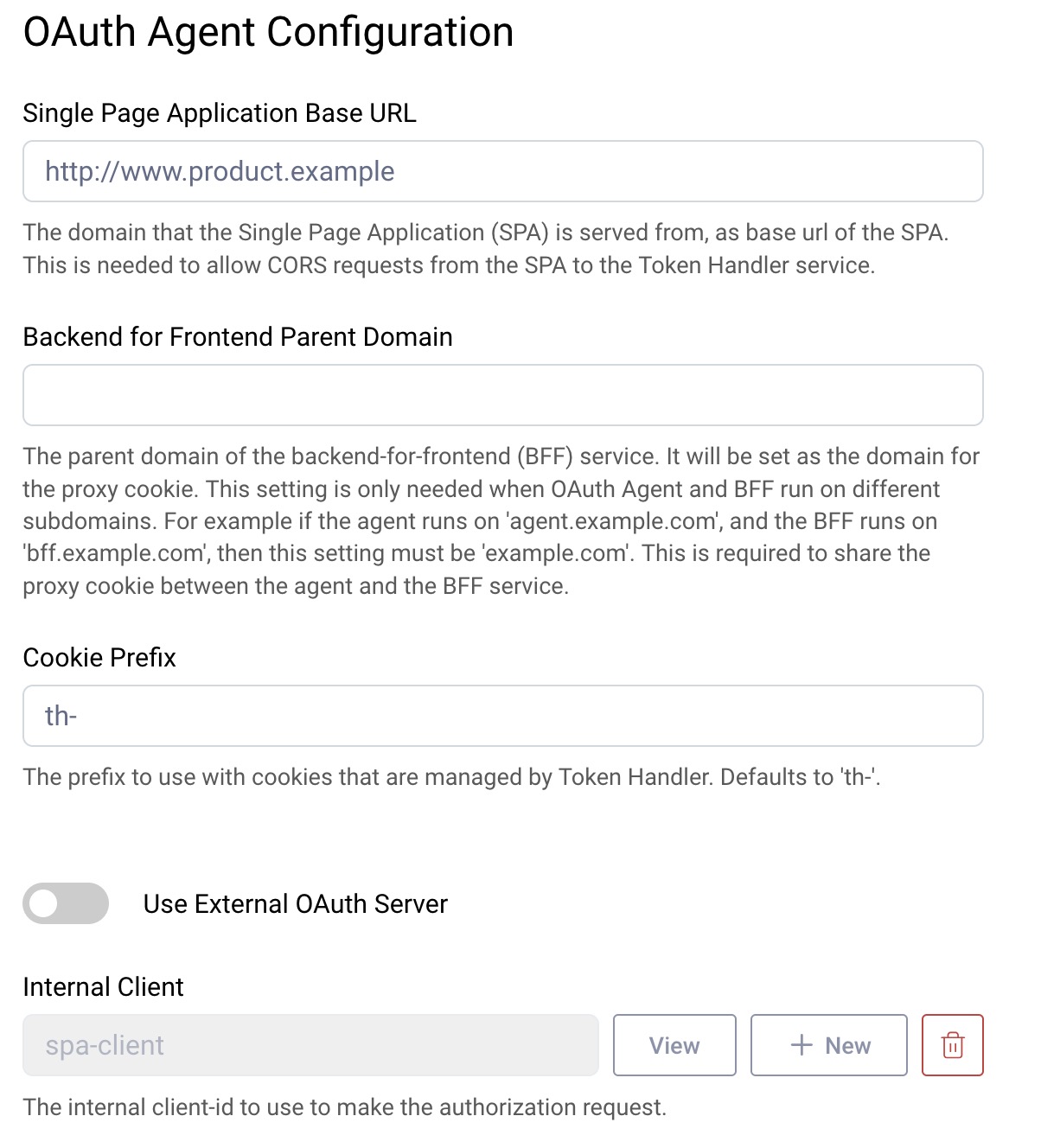 OAuth Agent Internal Settings