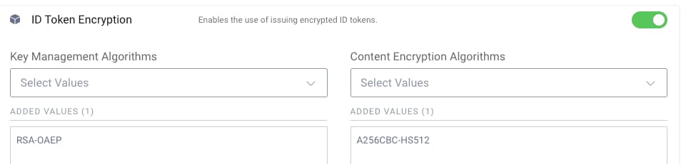 Encrypted ID Tokens Enabled